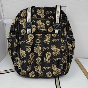 PIPI BEAR Diaper Bag Backpack Black Gold Trim Baby  Bag Unisex VGC